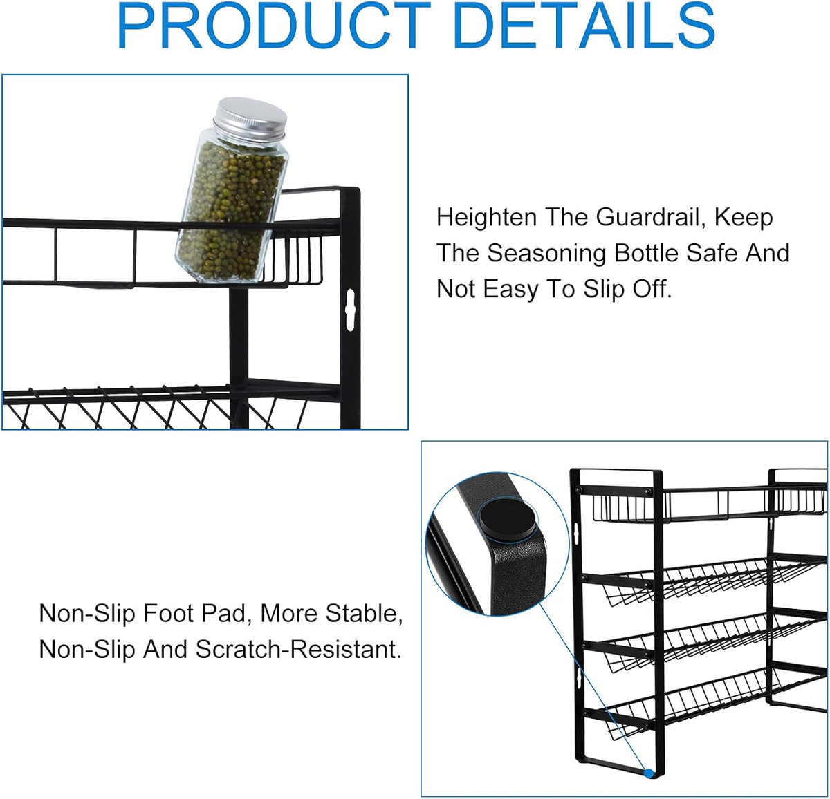 4 Tier Spice Rack with Hooks I59801