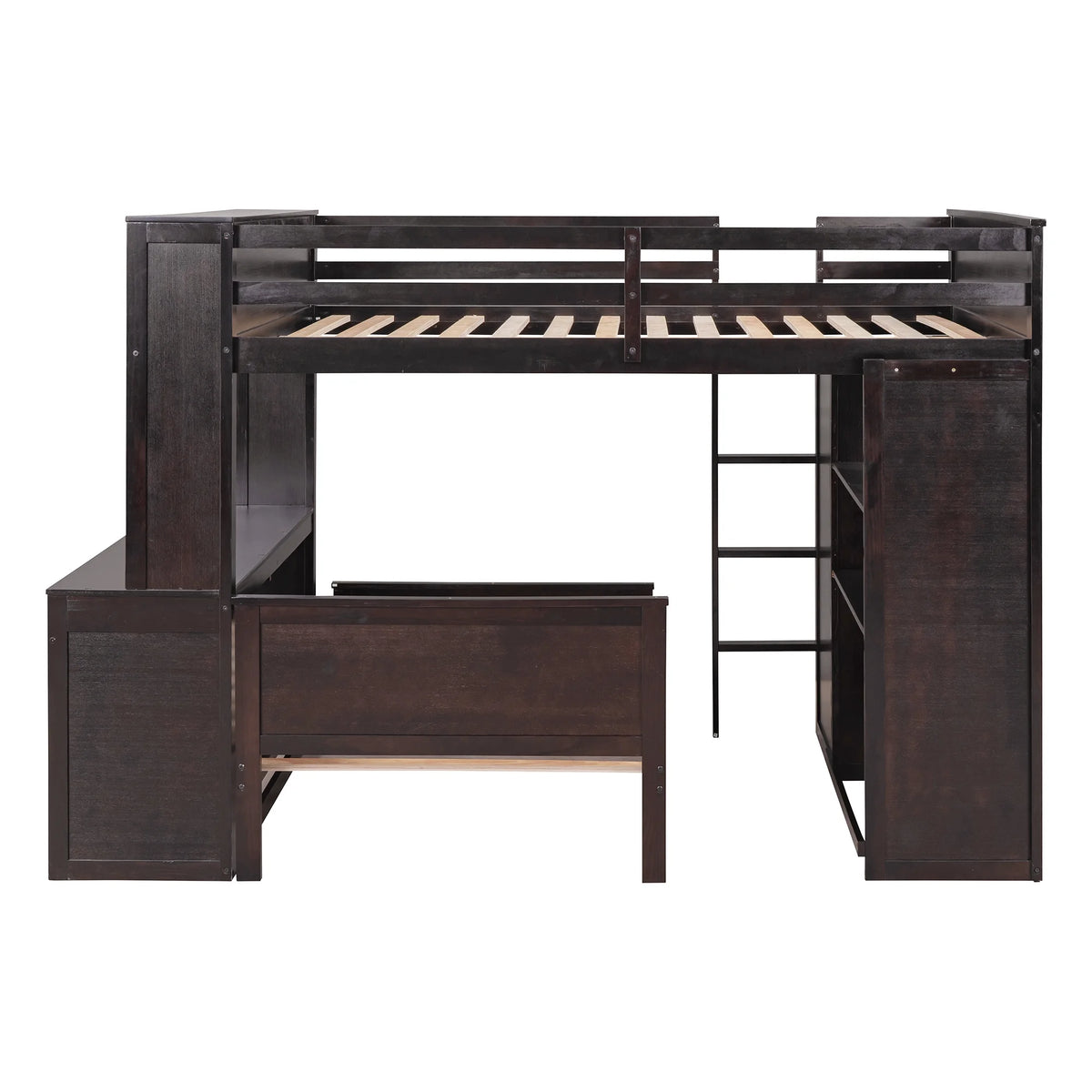 Twin Over Twin Solid Wood Bunk Bed with Storage F11951