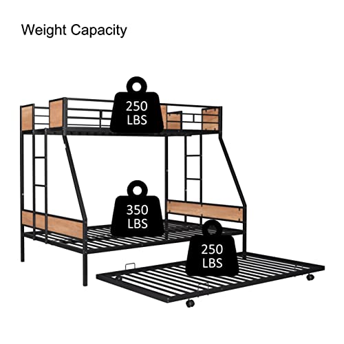 Black Twin Over Full Metal Bunk Bed Frame with Trundle K388064