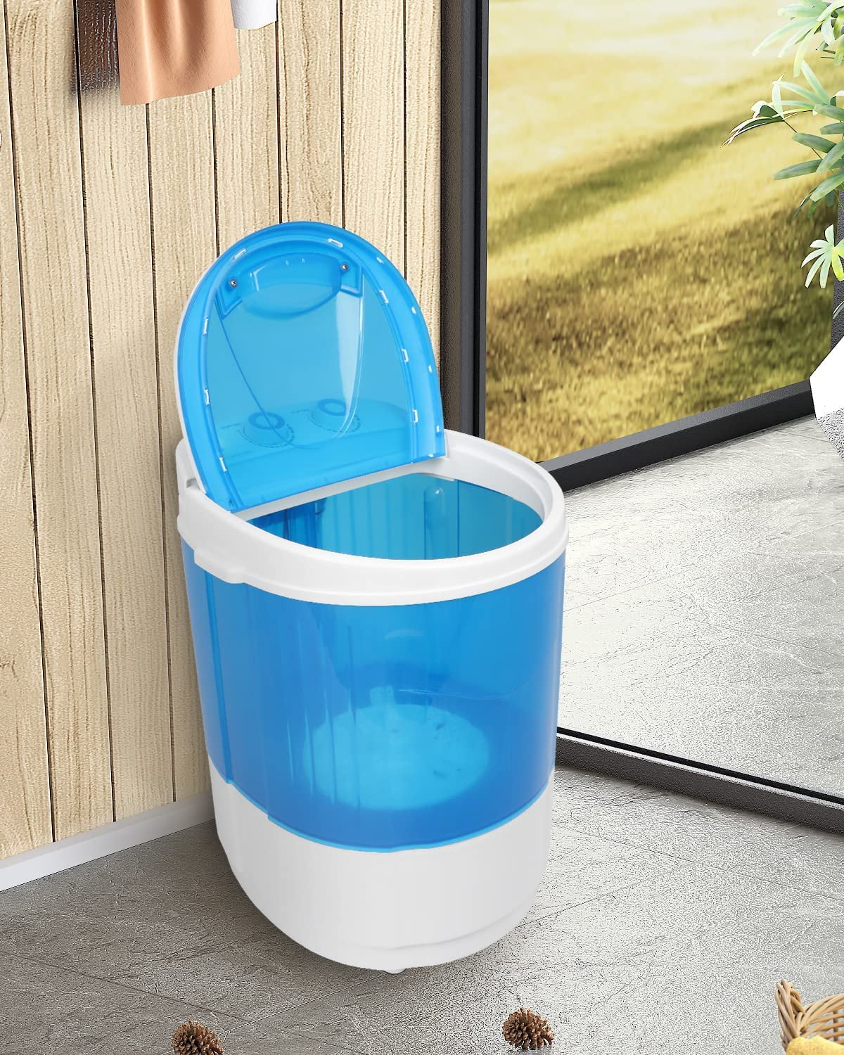 7.7lbs Mini Portable Washing Machine with Spiner Basket H75693