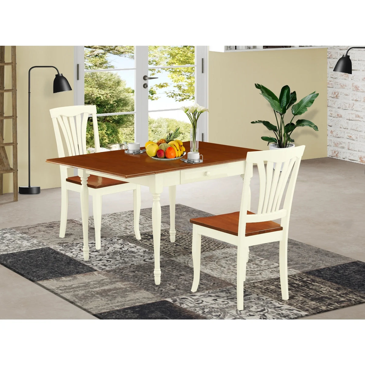3 Pc Drop Leaf Dinette Set with 2 Wooden Dining Chairs G912537