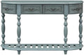 White Retro Curved Console Table with 2 Top Drawers and Solid Wooden Frame P2419