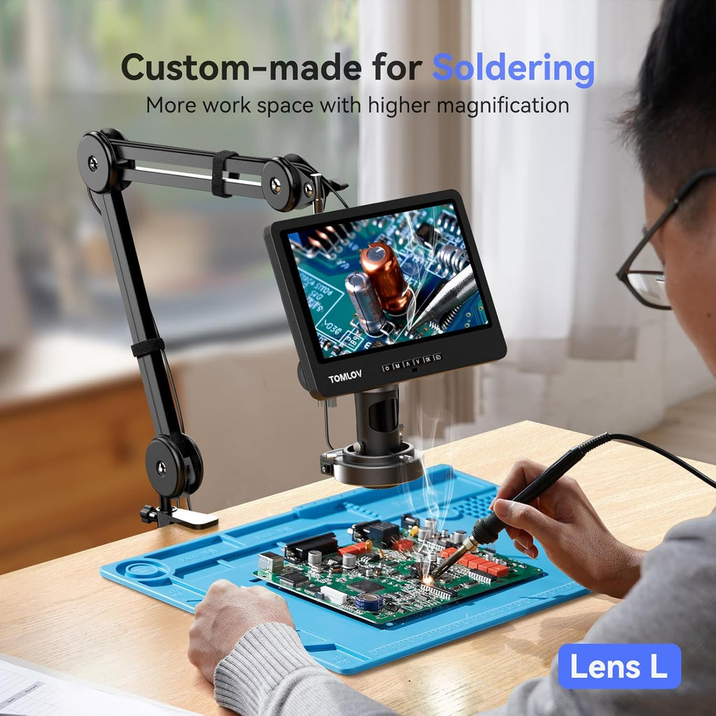 Flex Digital Soldering Microscope 2000x, 10.1" HDMI Microscope with 3 Lens, Ring Light, 64GB J662068