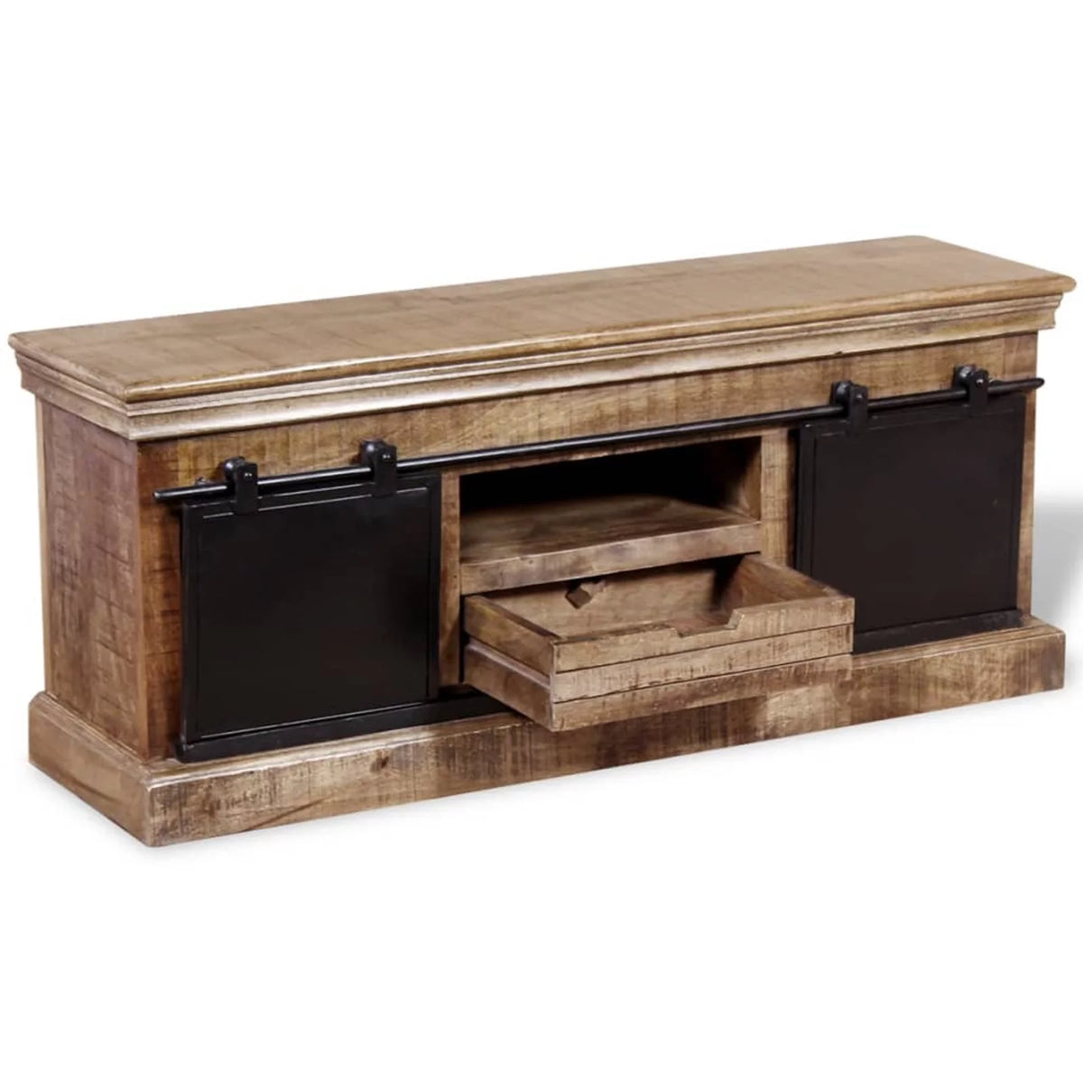 Mango Wood TV Cabinet with 2 Sliding Doors J332178