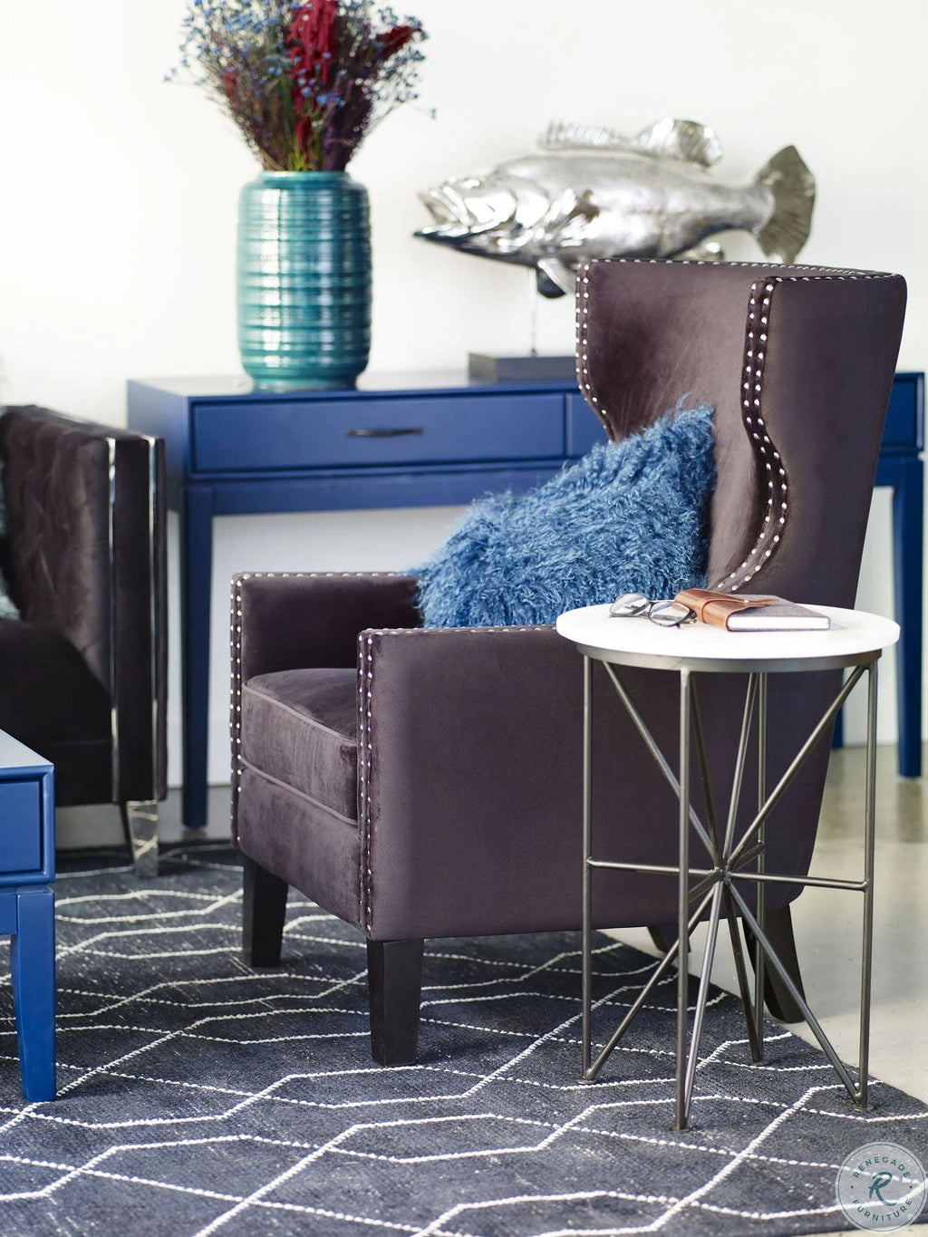 Black Velvet Arm Chair C63911