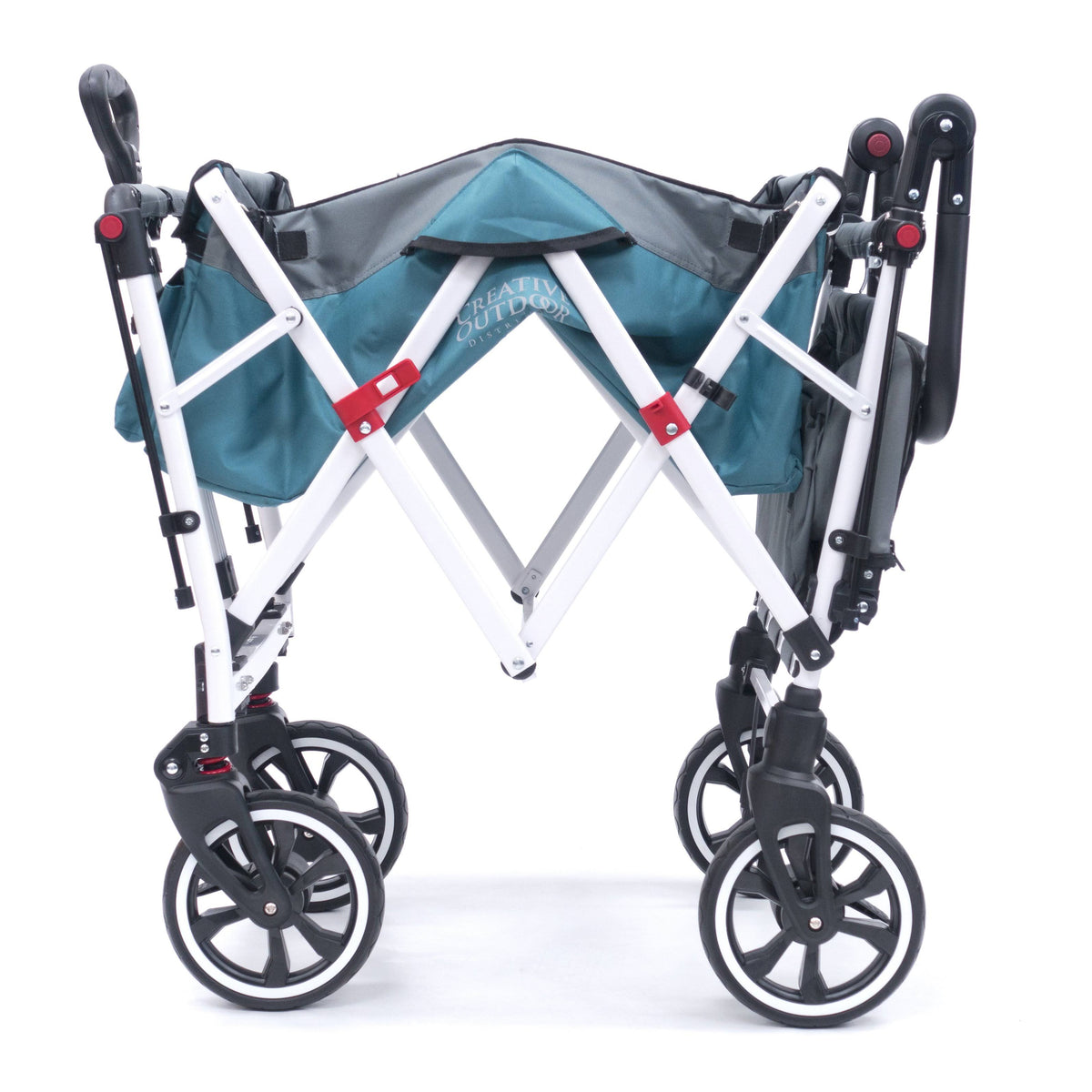 Teal Gray Folding Wagon Stroller with Canopy R25290