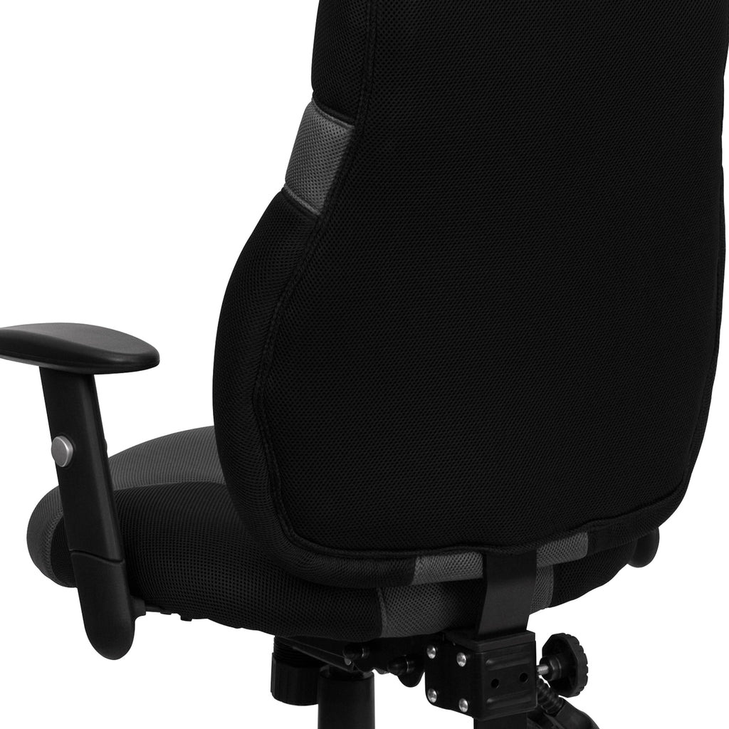 Black and Gray Mesh Swivel Task Office Chair with Adjustable Arms O3334