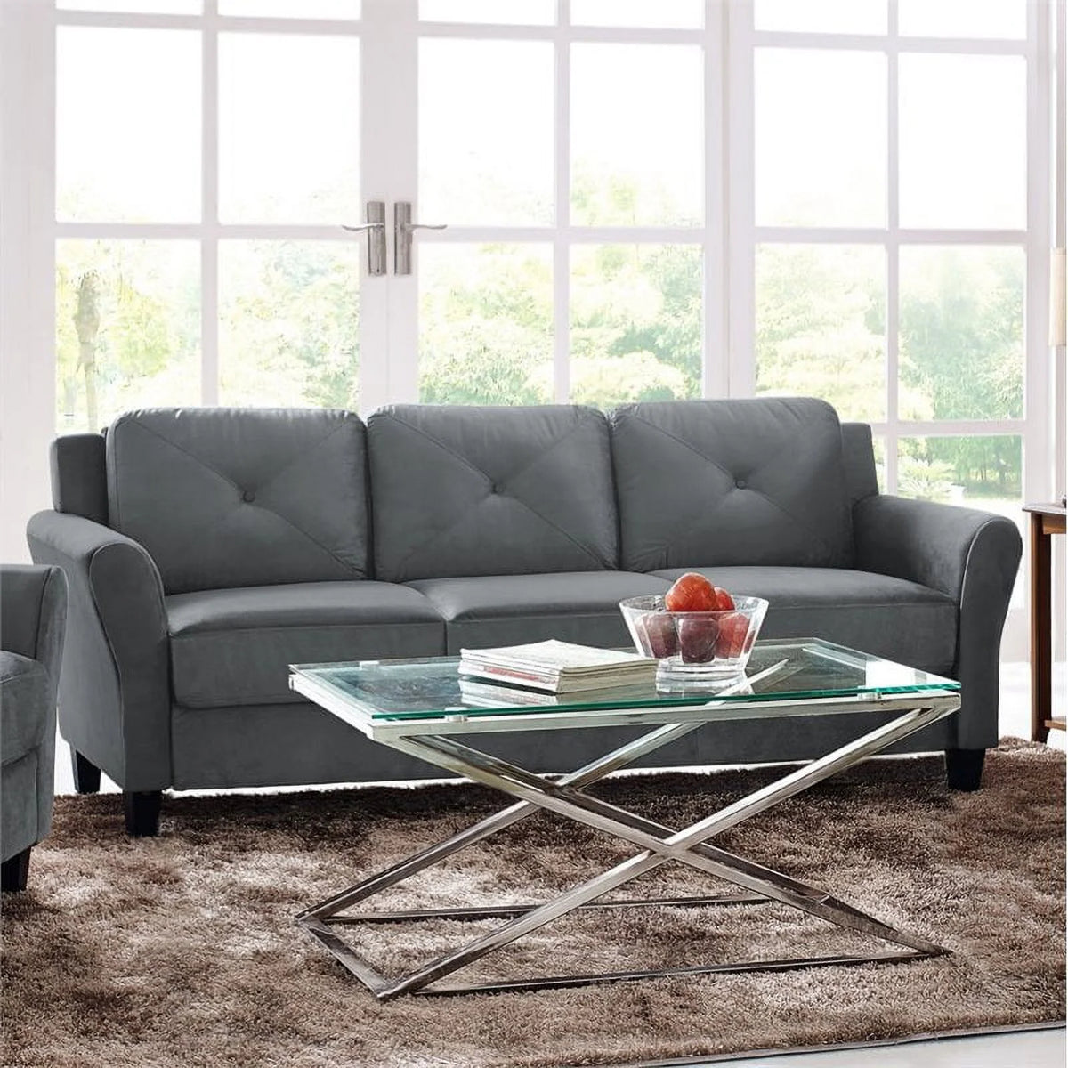 Dark Gray Microfiber Sofa C7926