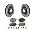 Front Coated Drilled Slotted Disc Brake Rotors And Semi-Metallic Pads Kit Y187