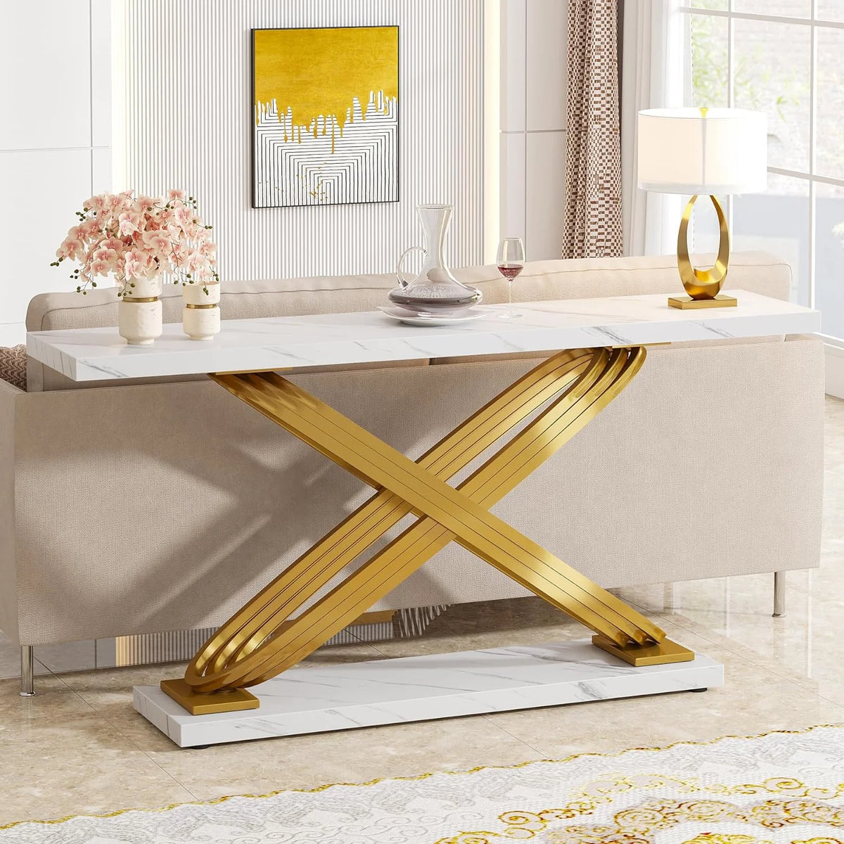 55" Faux Marble Console Table W867