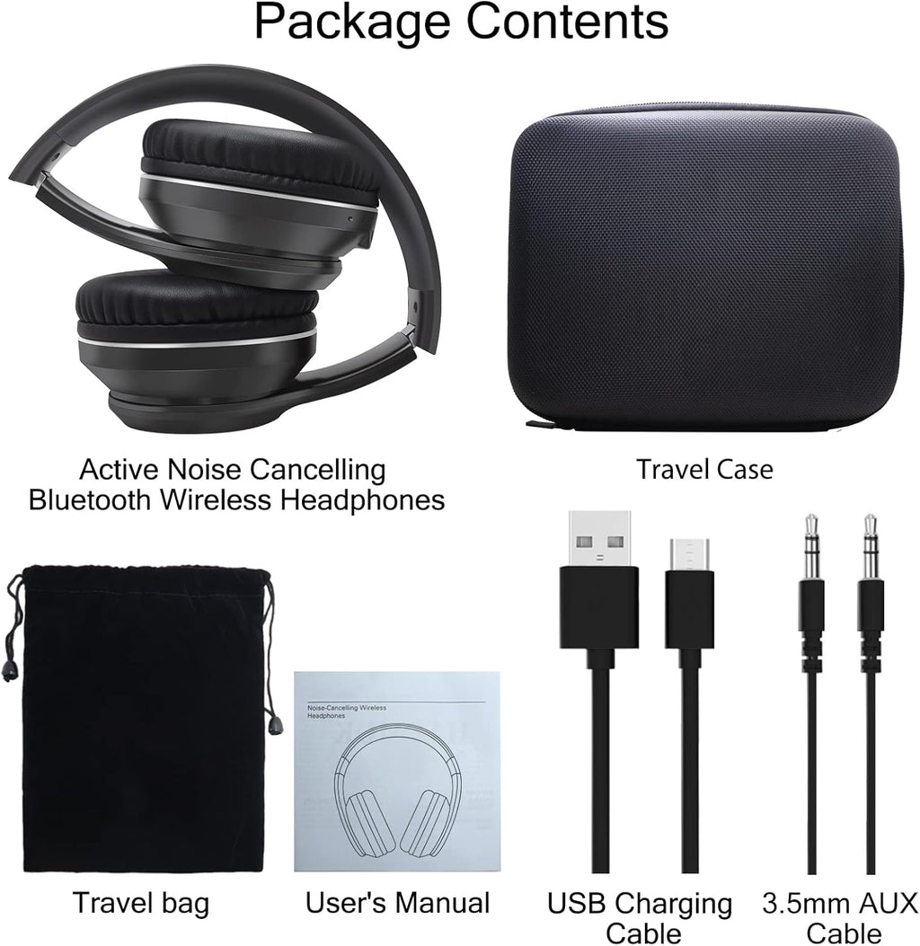 Black Bluetooth Over Ear Headphones with Mic B1849