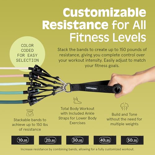 Resistance Bands Set 5pc with Handles, Door Anchor, Carry Bag R74959