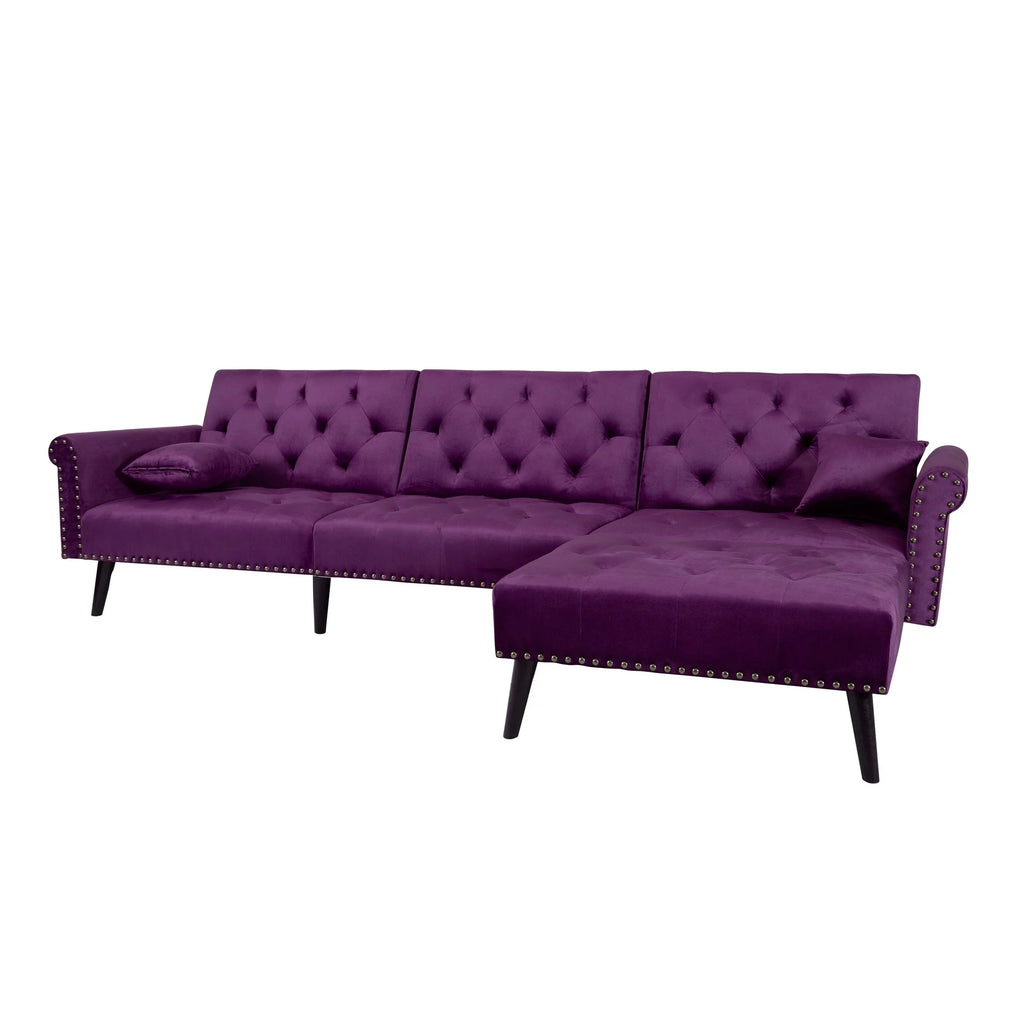 Purple Velvet Convertible Sofa Bed B1460
