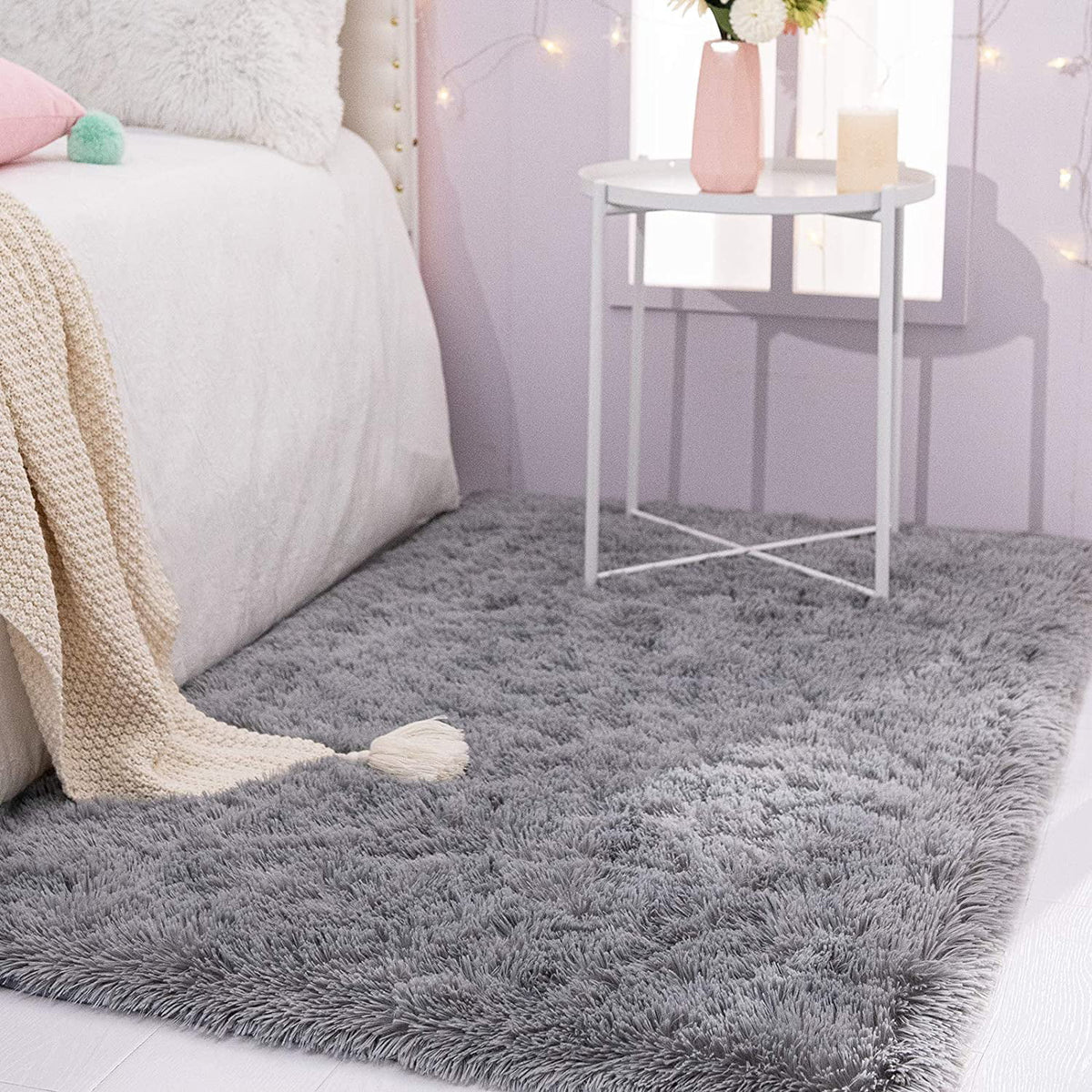 Gray Washable Fluffy Area Rug 5' x 8' L11074
