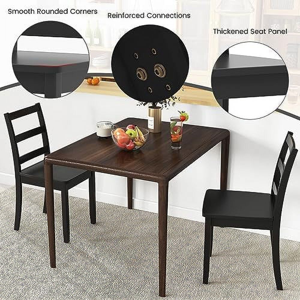 Dining Chairs Set of 2 Ladder Back Solid Rubber Wood Legs F90852