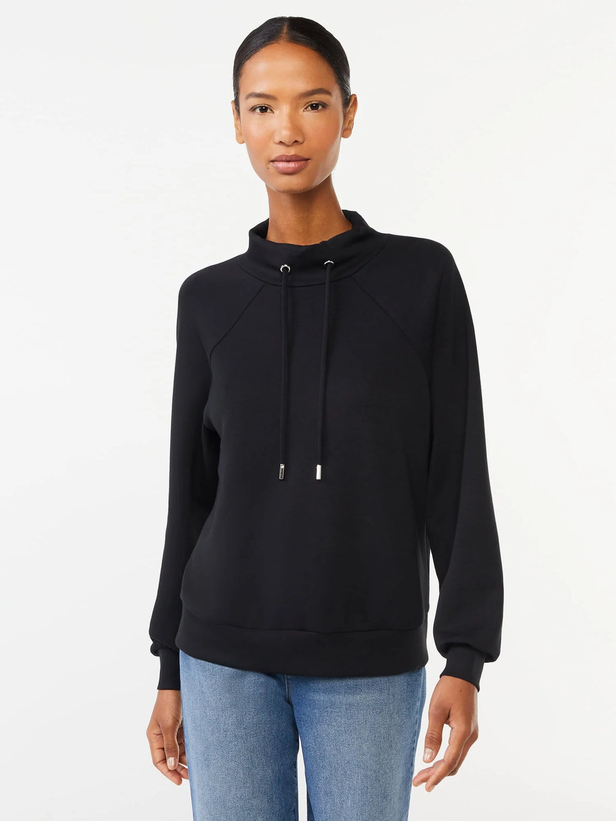 Women's Scuba Knit Funnel Neck Sweatshirt Q790
