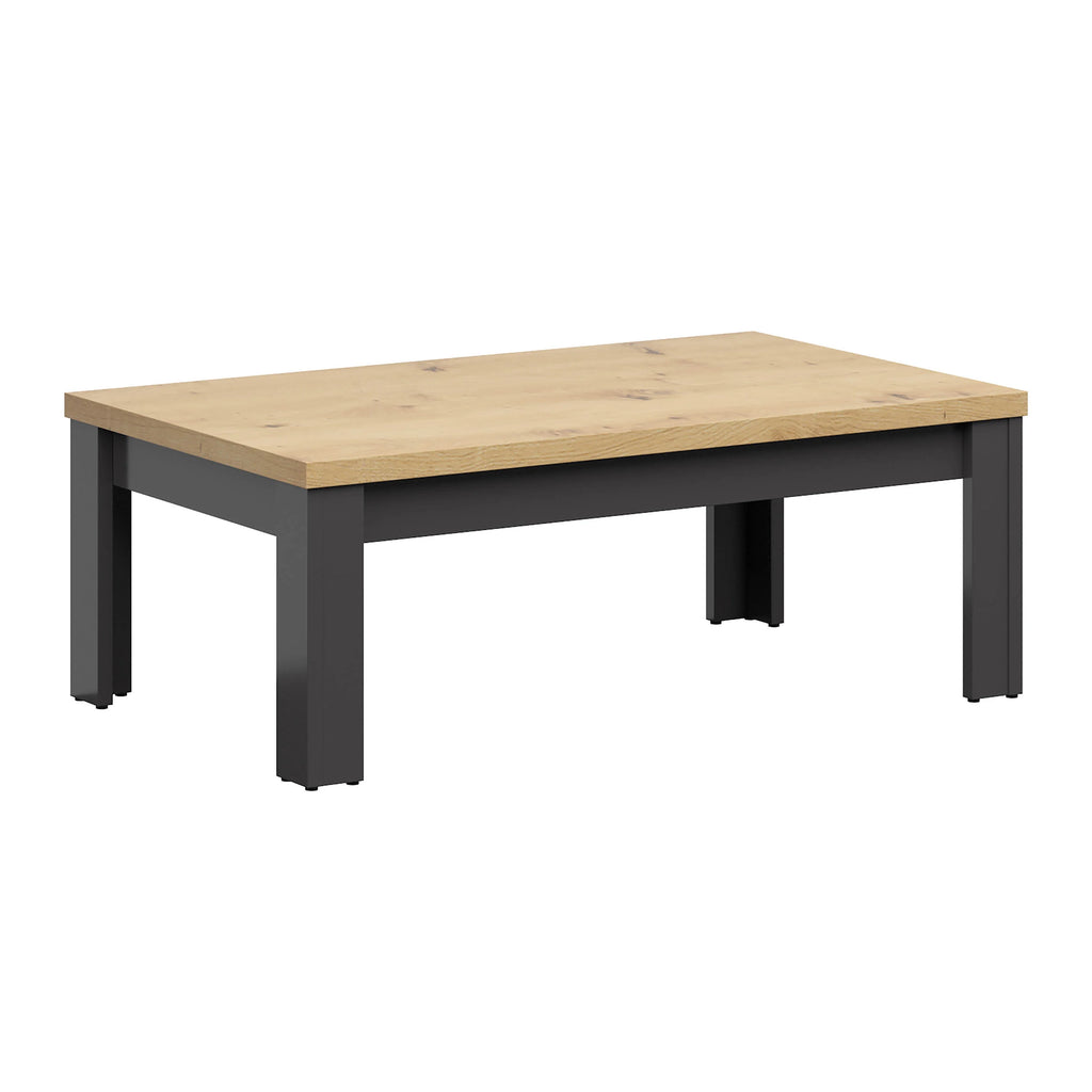 Dark Gray Oak Wood Rectangular Coffee Table F349