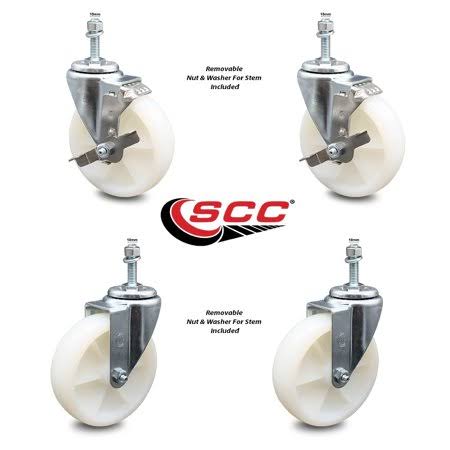 5 inch Nylon Wheel Swivel Caster Set 2 Brakes I61449