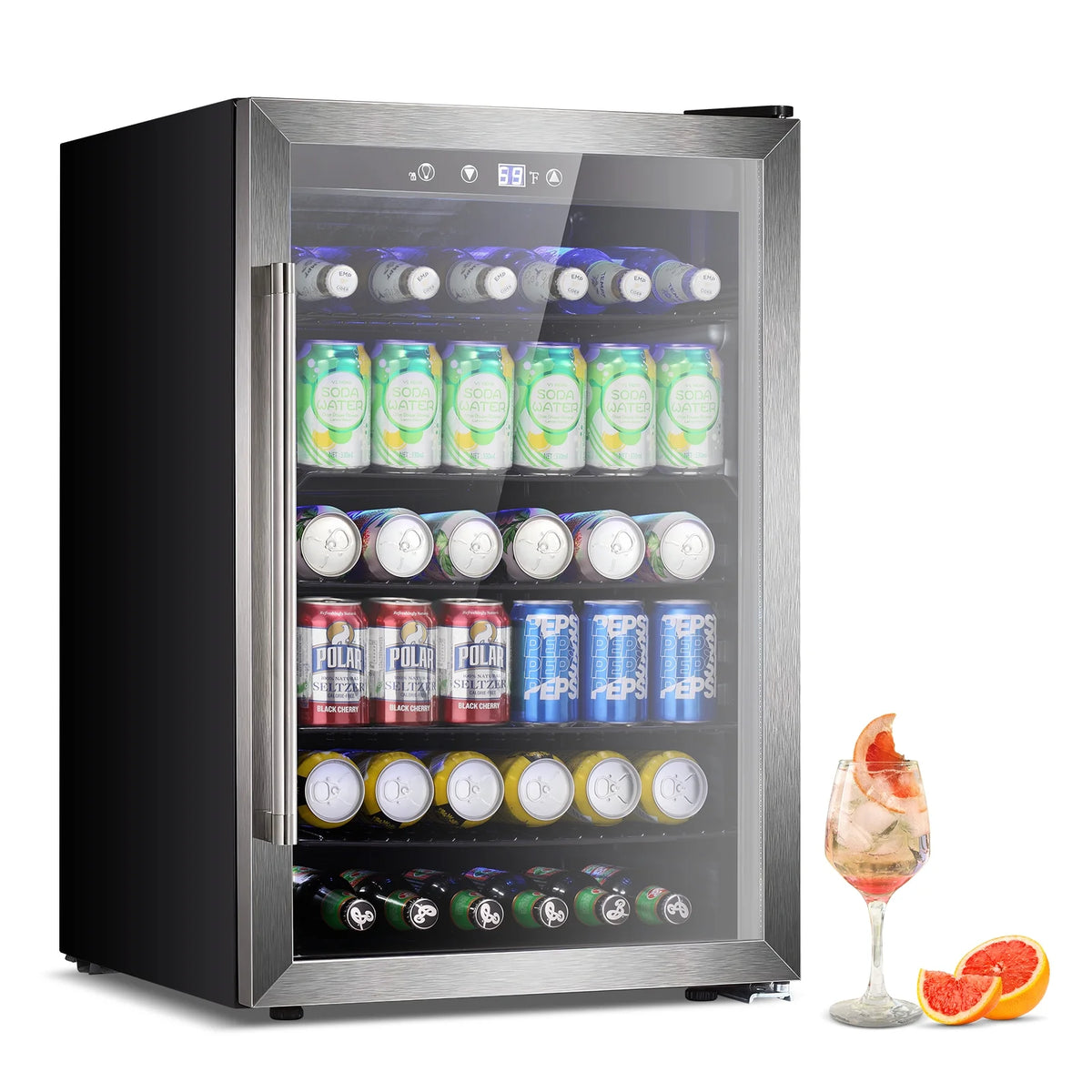 4.5cu.ft 145 Can Beverage Refrigerator Cooler Glass Door Black W678