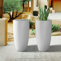 24" White Concrete Tall Planter Set of 2 Q85183
