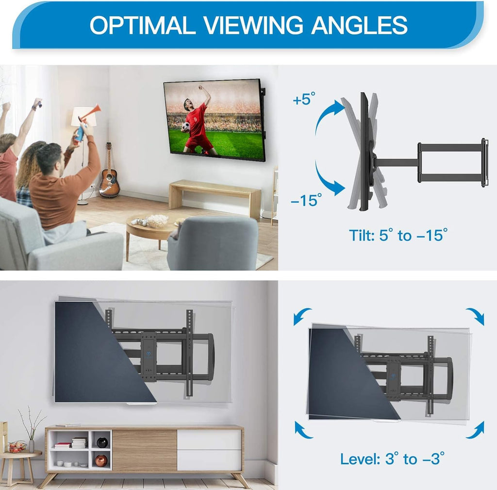 Full Motion TV Wall Mount for 37-75 inch LED LCD OLED Flat/Curved TVs with VESA 600x400mm, Articulating Corner TV Bracket Swivel & Tilt, 28 inch Arm Extension, Holds TVs up to 110lbs I9342