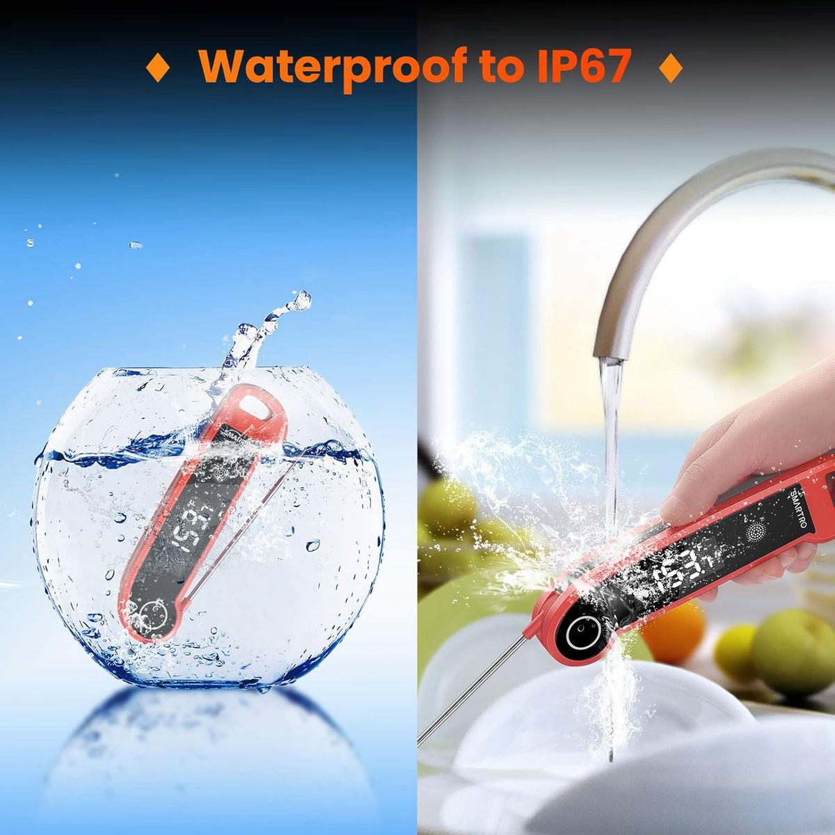 Instant Read Digital Meat Thermometer for Grilling BBQ, Pack of 2 S71116