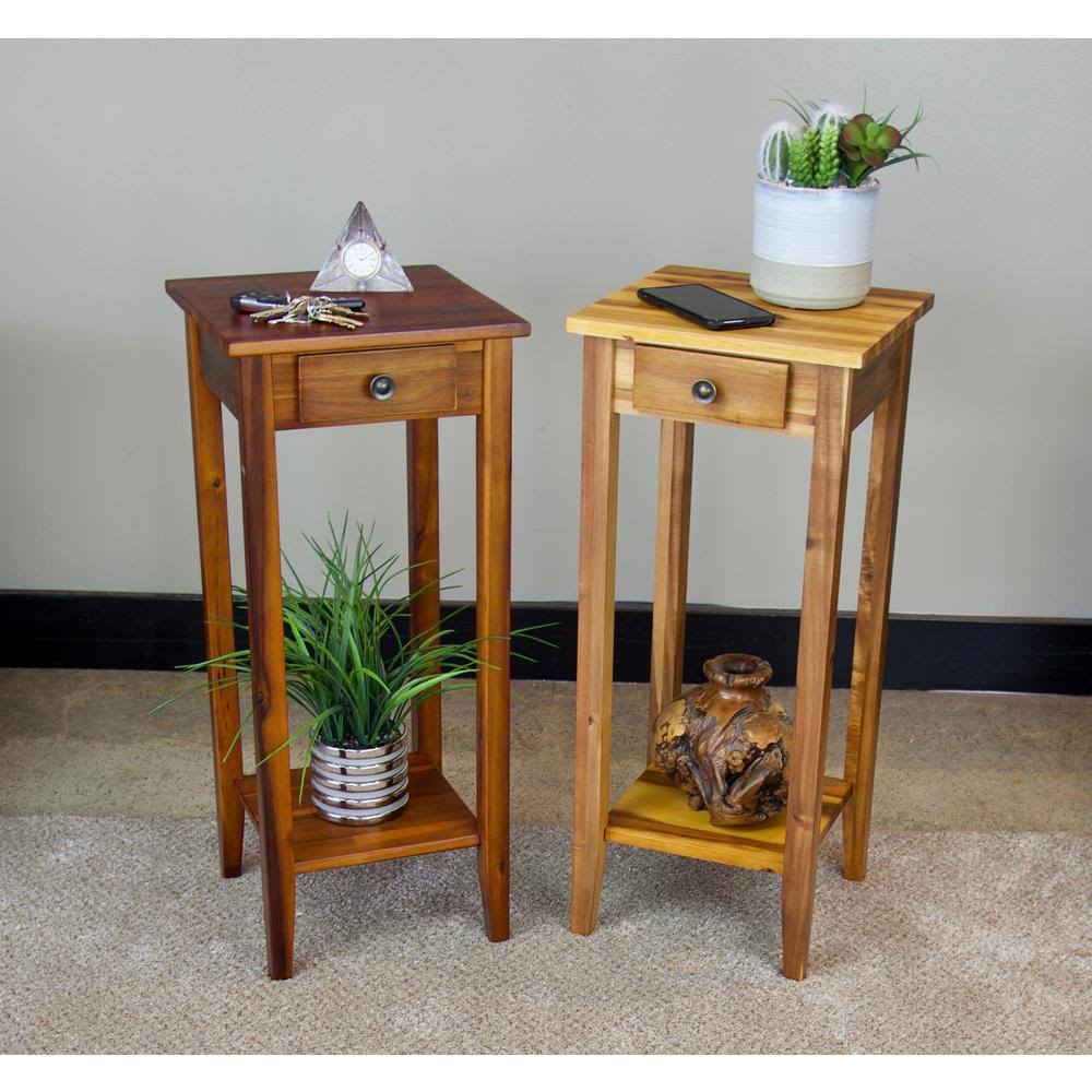 Solid Acacia Plant Stand with Drawer F1023