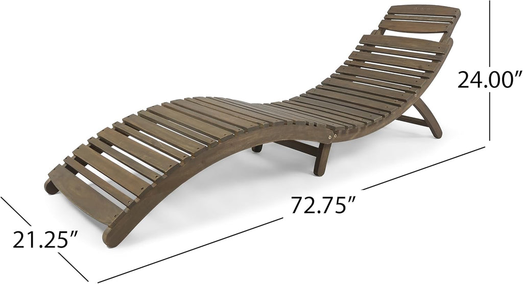 Acacia Wood Foldable Chaise Lounge Set of 2 G864
