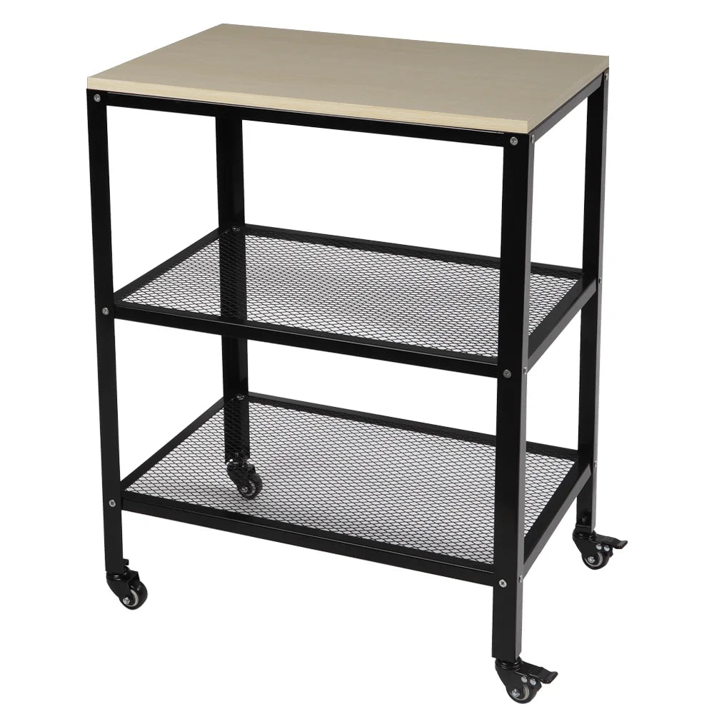 White 3-Tier Metal Rolling Kitchen Cart C836