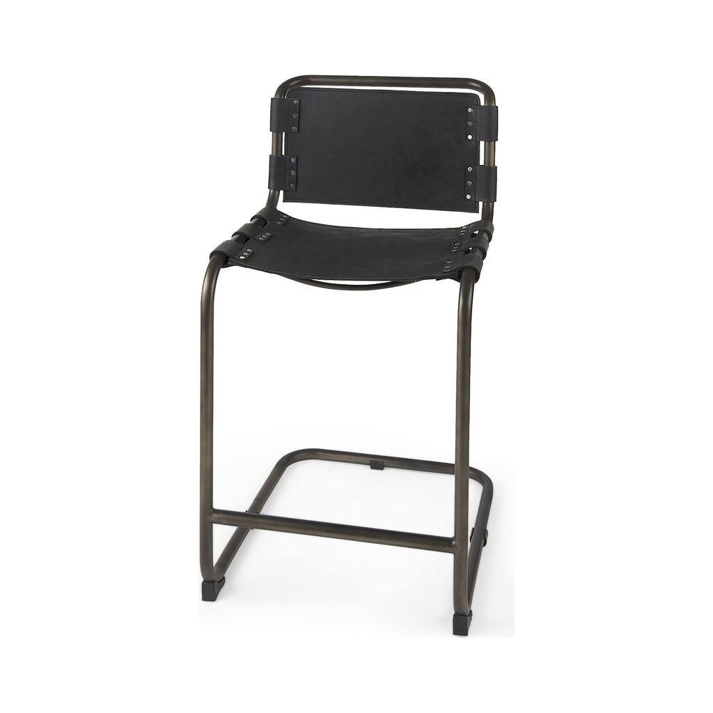 Black Leather Counter Stool Z477