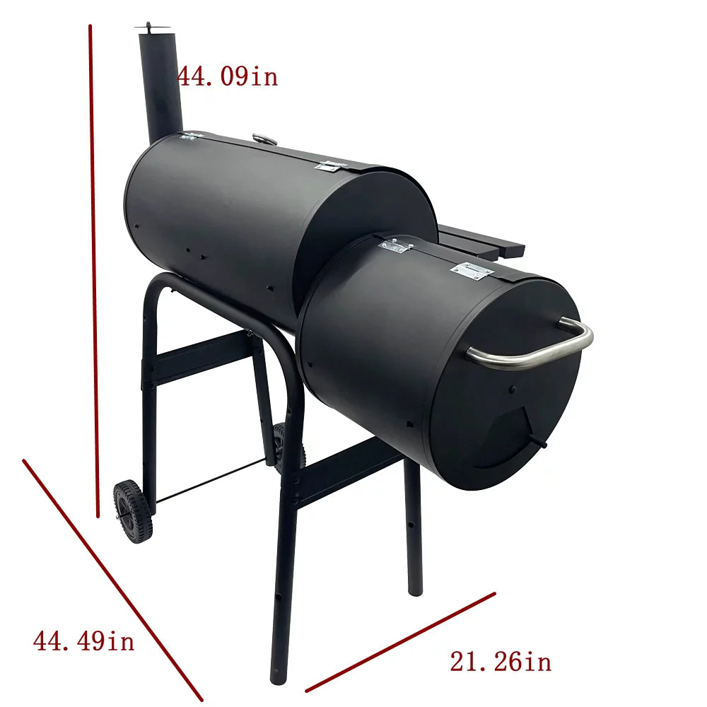 30" BBQ Charcoal Grill Offset Smoker with Cover I165