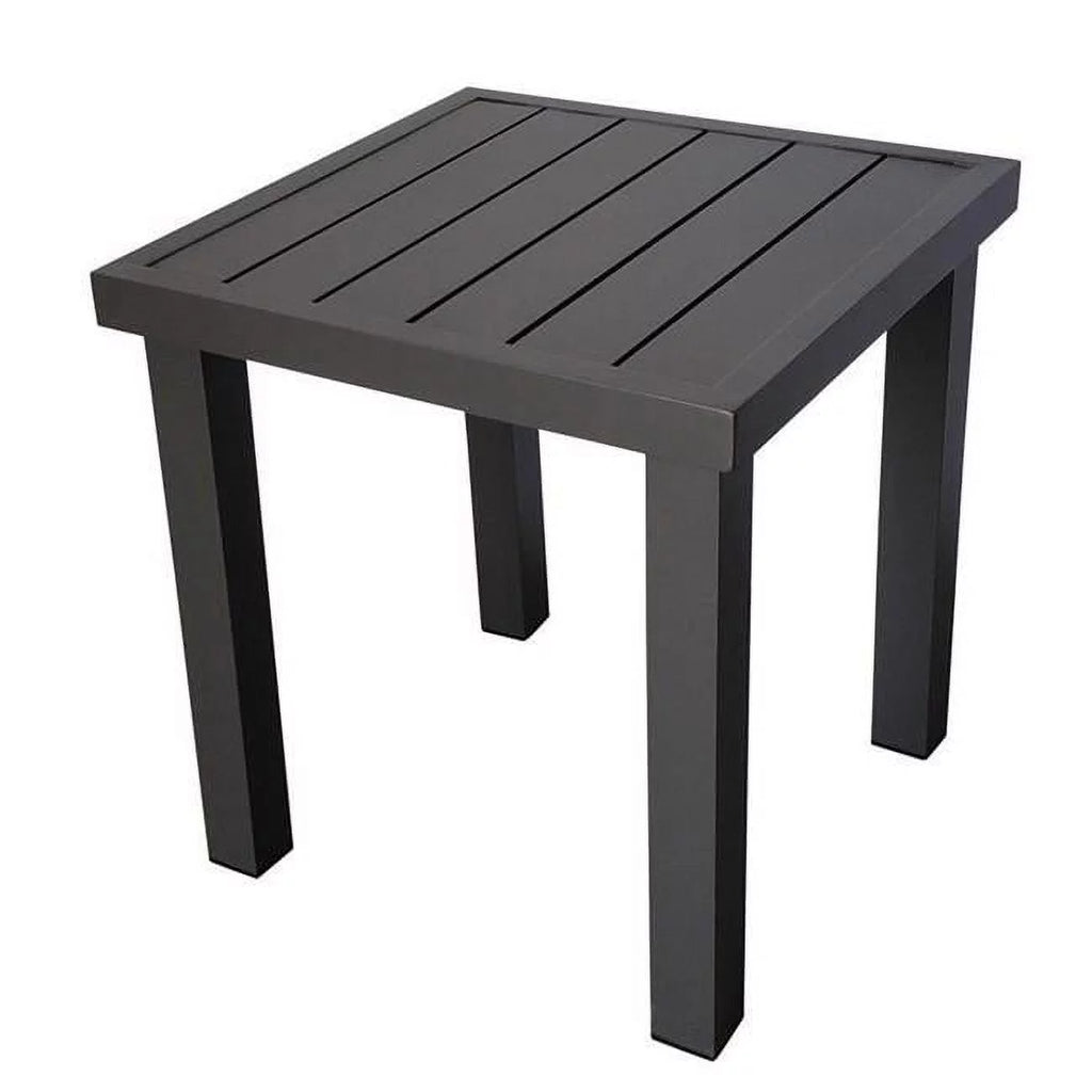 Brown Square Aluminum Slat Top Side Table H197799