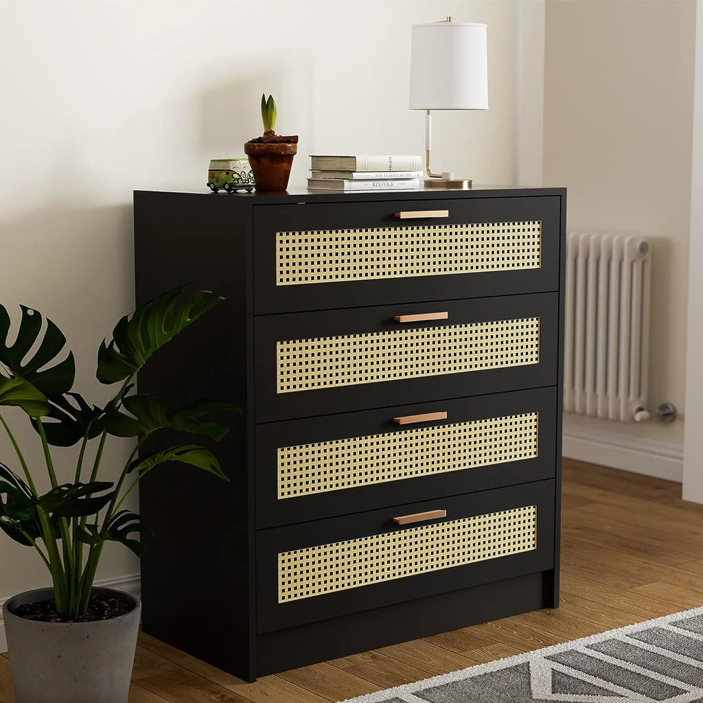 White 4 Drawer Wood Dresser D191452