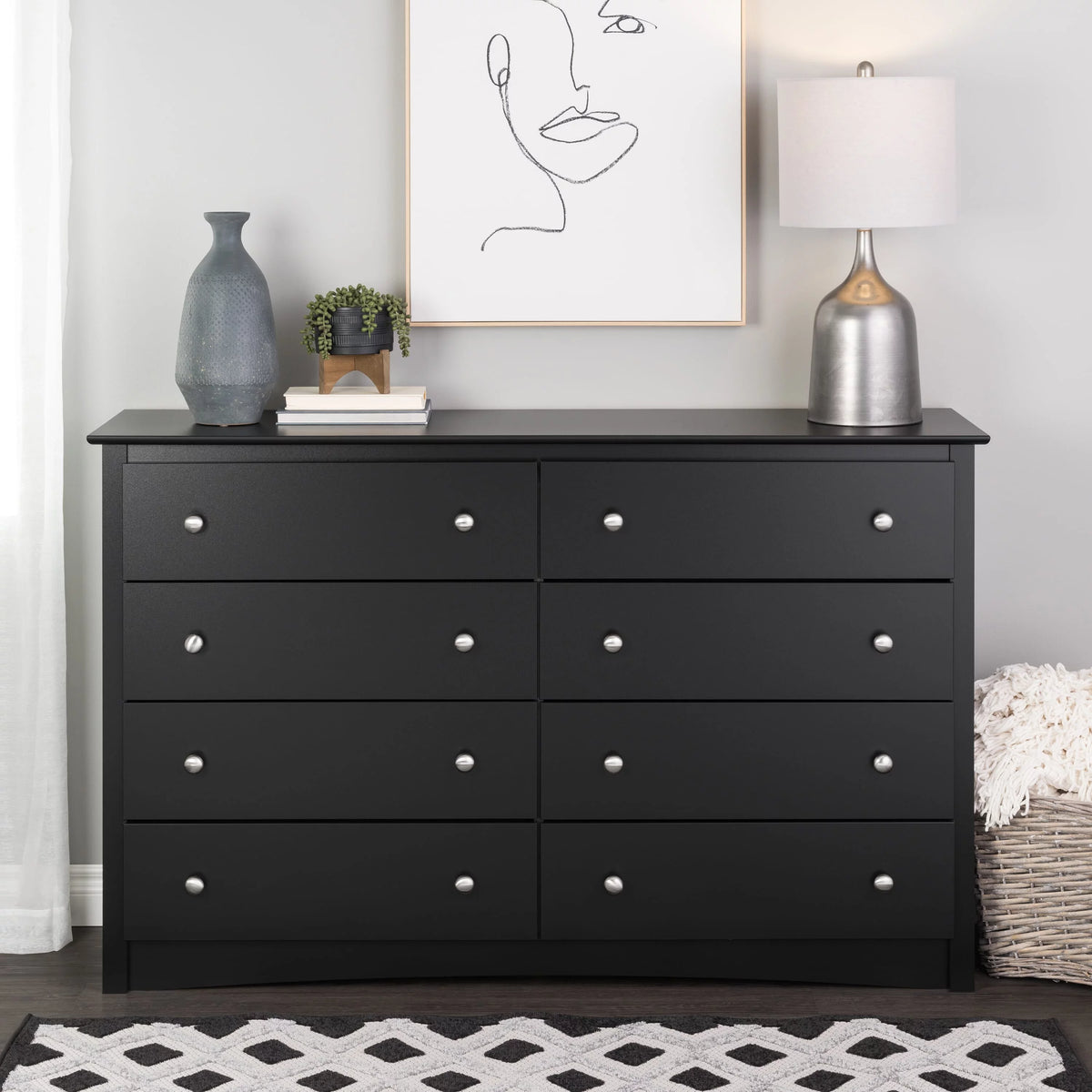 Black 8 Drawer Dresser S676517