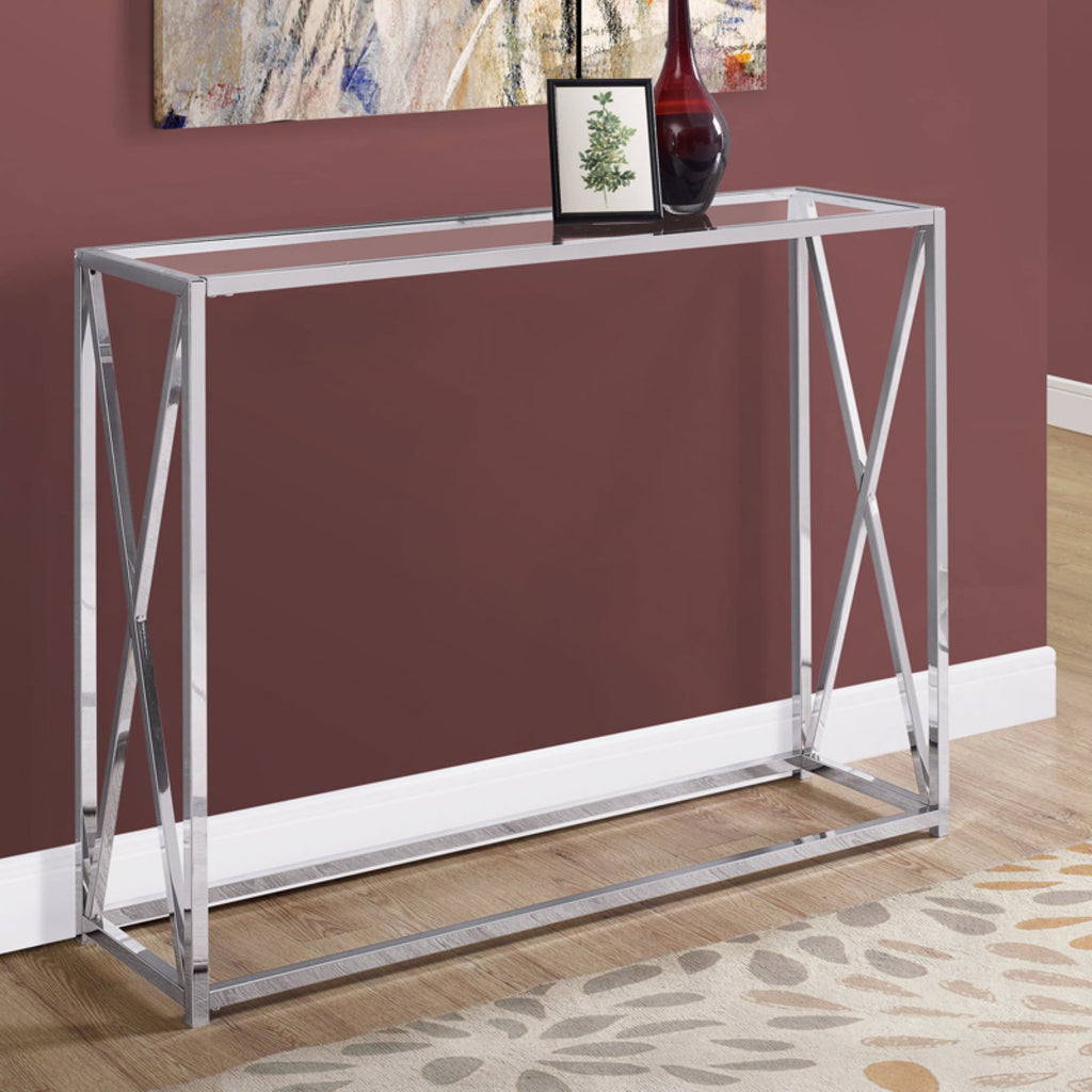 Metal Chrome Narrow Accent Table E5706