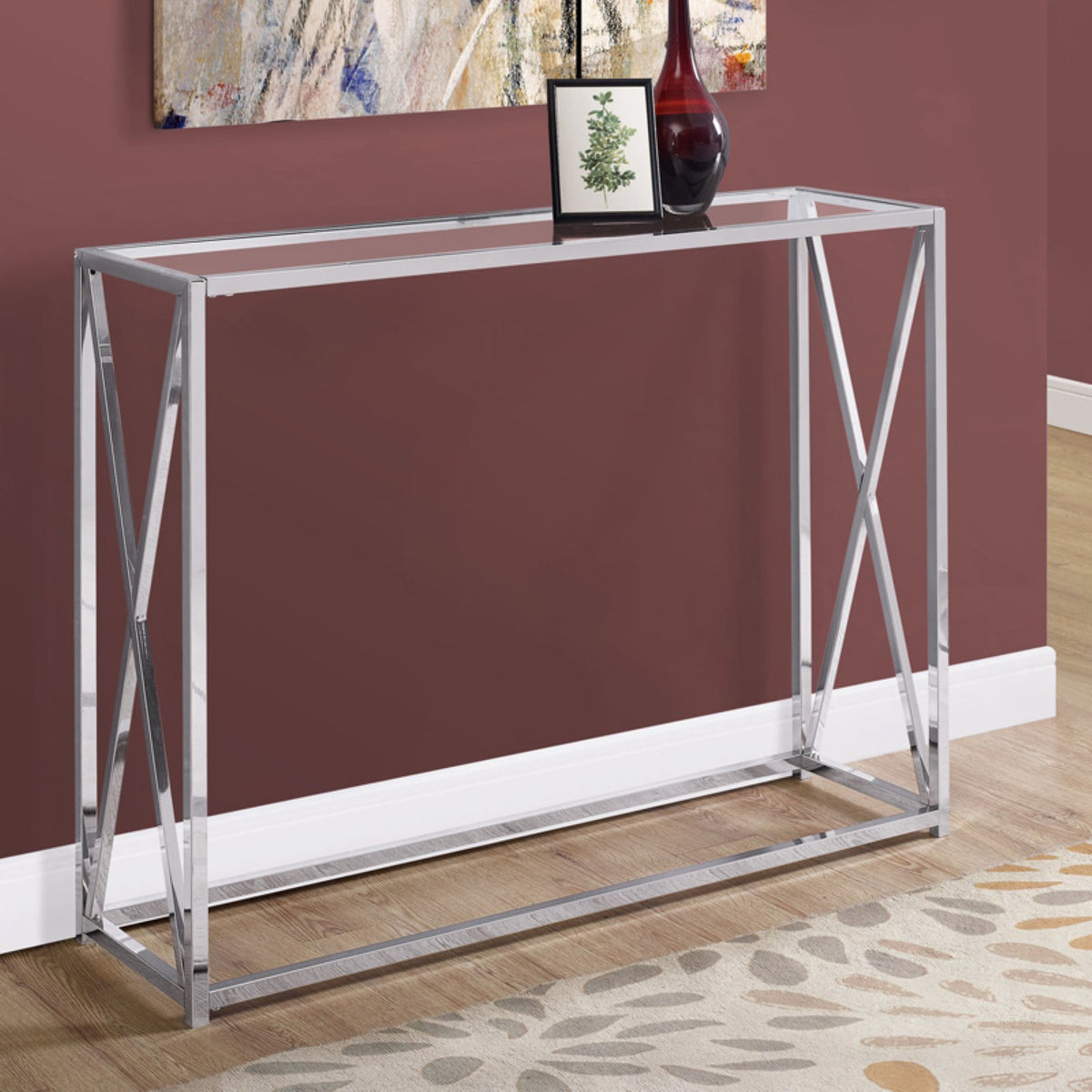 Metal Chrome Narrow Accent Table E5706