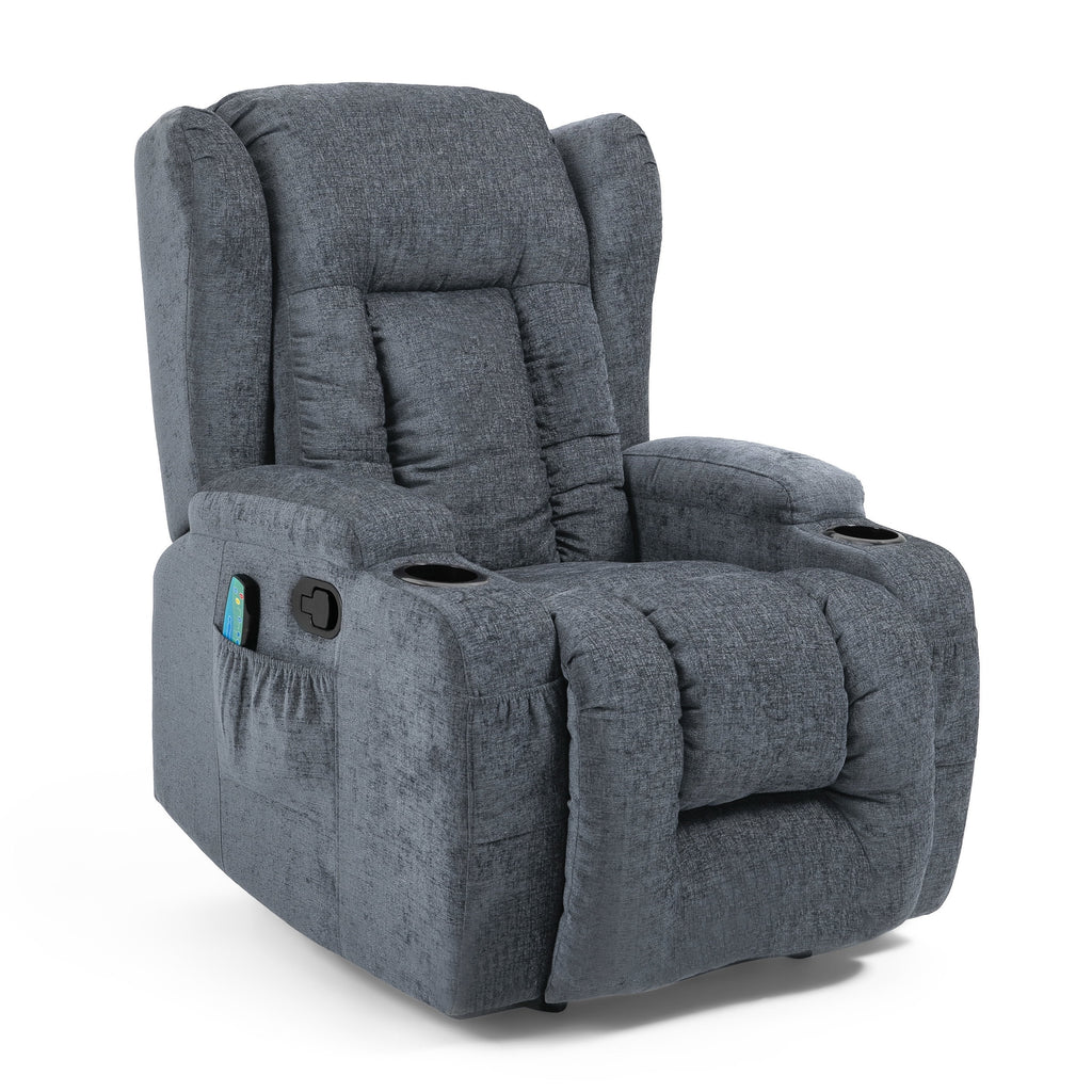 Charcoal Fabric Tufted Massage Recliner U690150