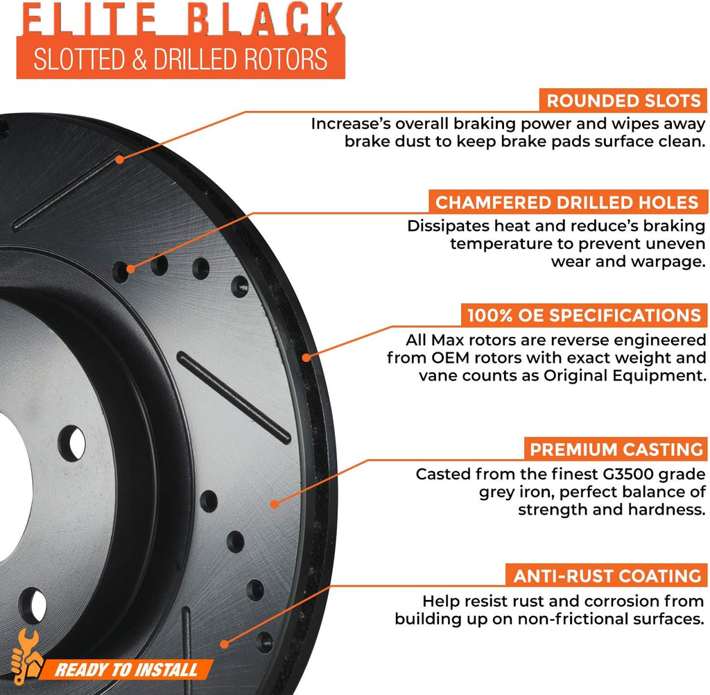 Max Brakes Elite XDS Rotors with Carbon Metallic Pads U4155