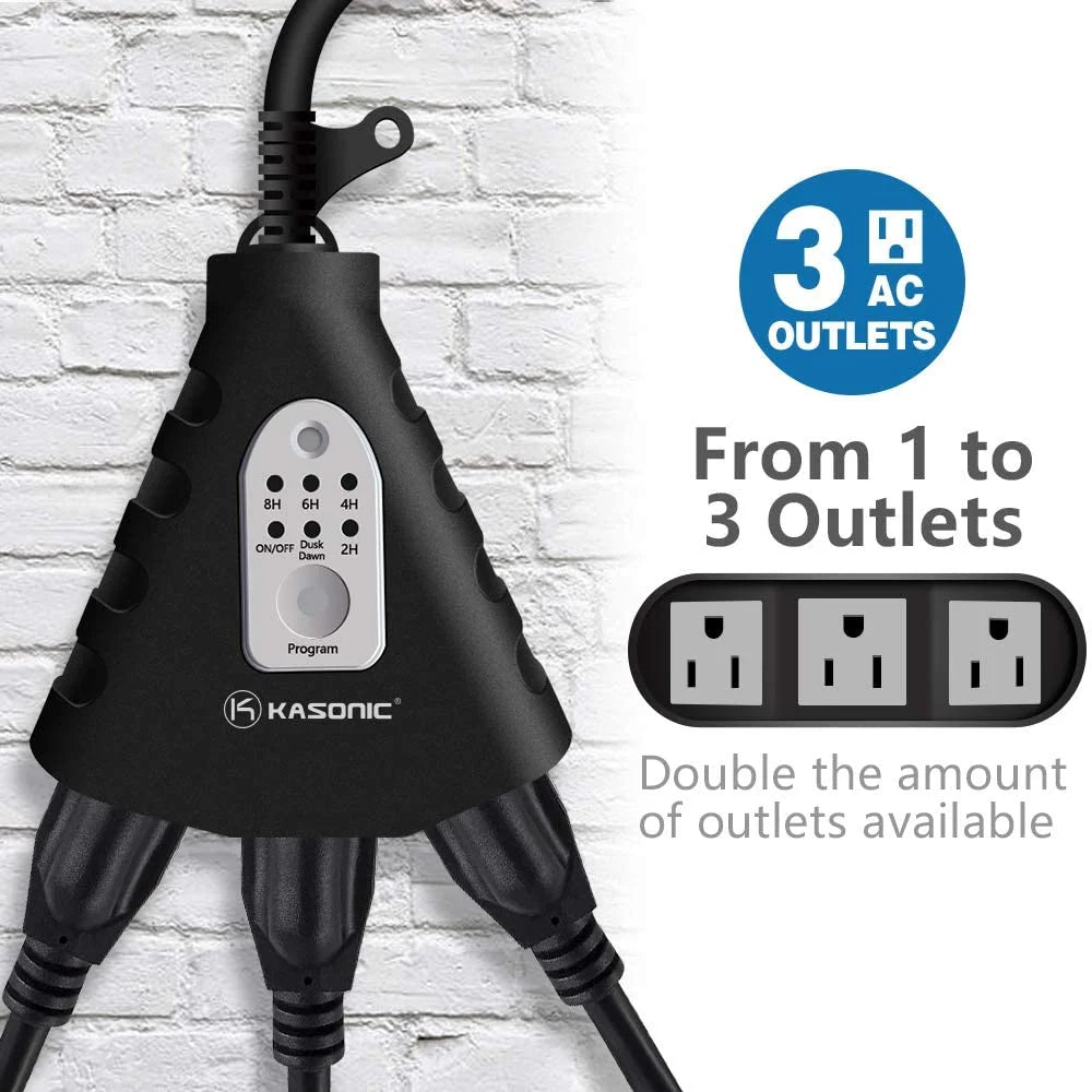 Black 3 Outlets Wireless Remote Control Outdoor Outlets Q37280