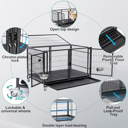 43 inch Heavy Duty Dog Crate with Detachable Divider Z1130