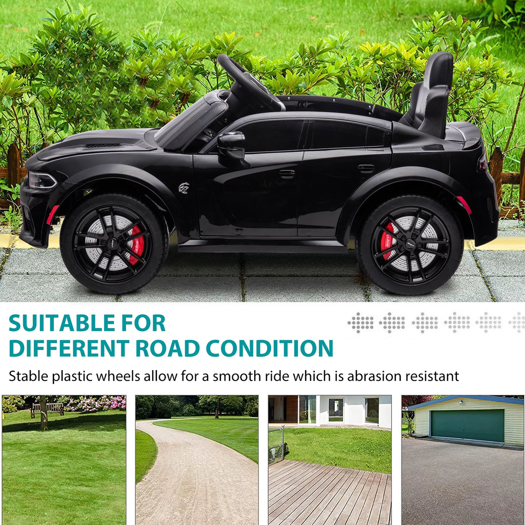 12V Black Dodge Charger Ride On Car with Remote Control I955
