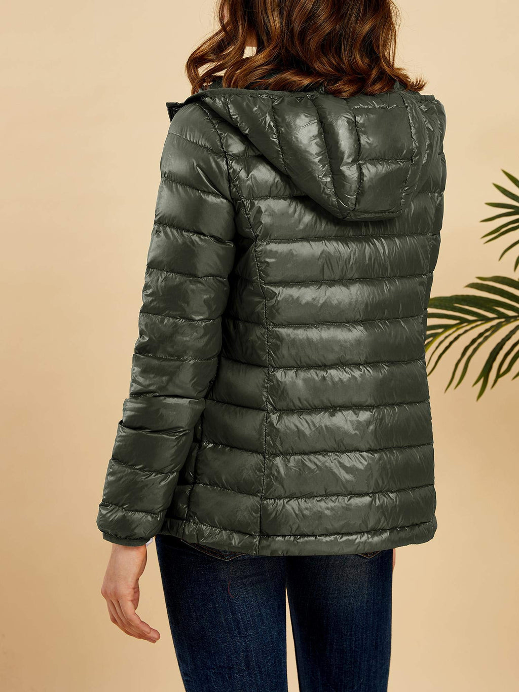 Women Short Down Jackets Packable Lightweight Hooded Puffer Coats with Pockets S-2XL R794245