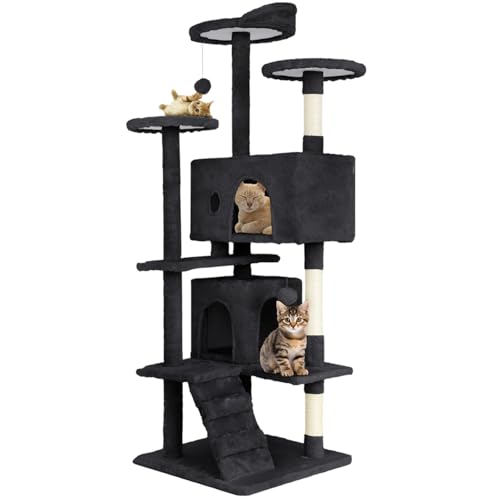Dark Gray Multi-Level Cat Tree with Scratching Posts A603737