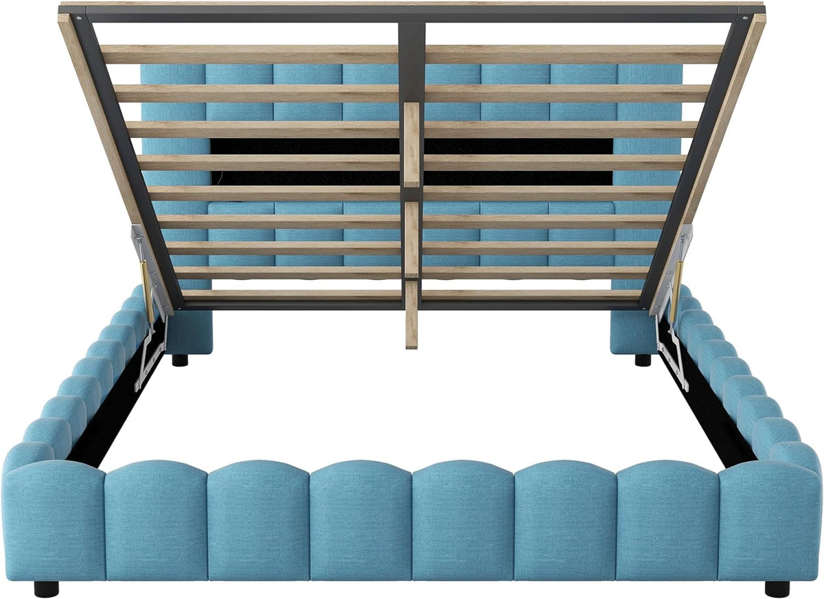 Queen Size Upholstered Storage Bed Frame with LED Headboard S53155
