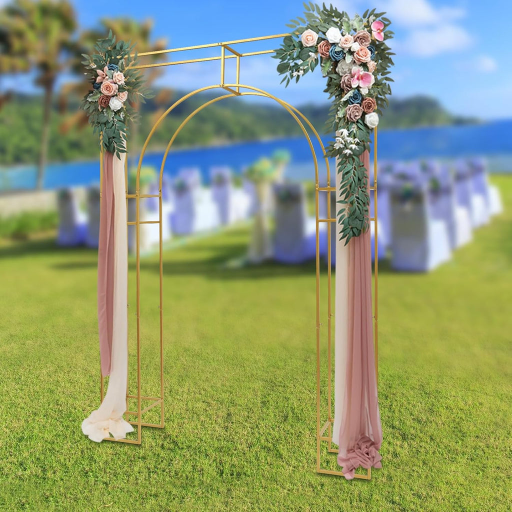 Gold Metal Arch Backdrop Stand, 7.87x5.91 FT V32458