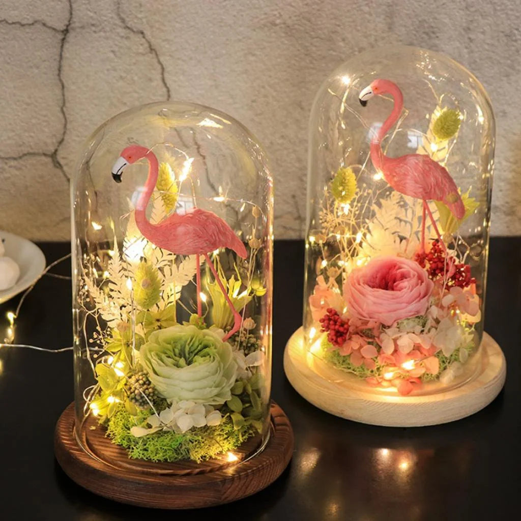 Brown Glass Cloche with Wooden Base N2937