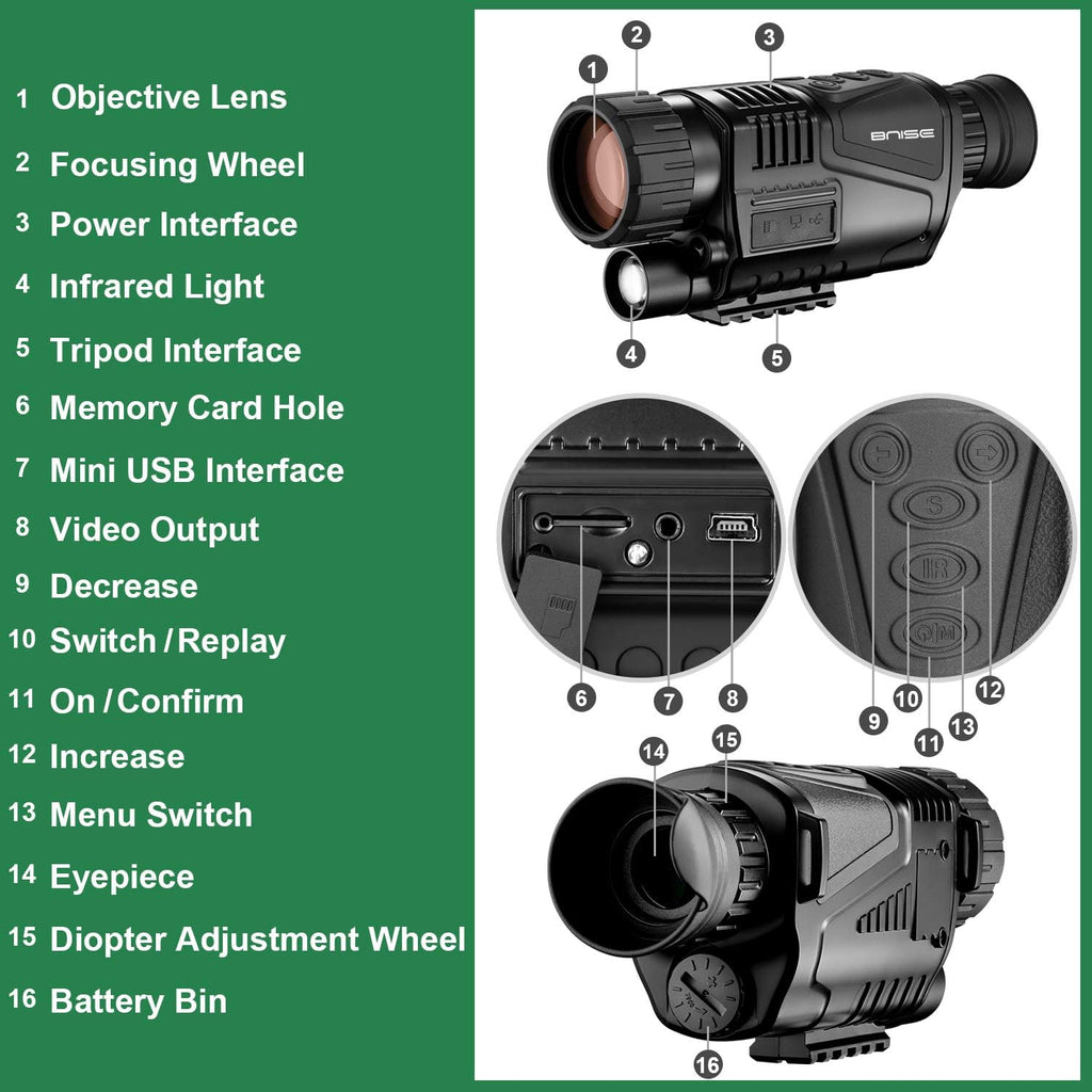 8x40 Infrared Night Vision Monocular Digital Camera J29435