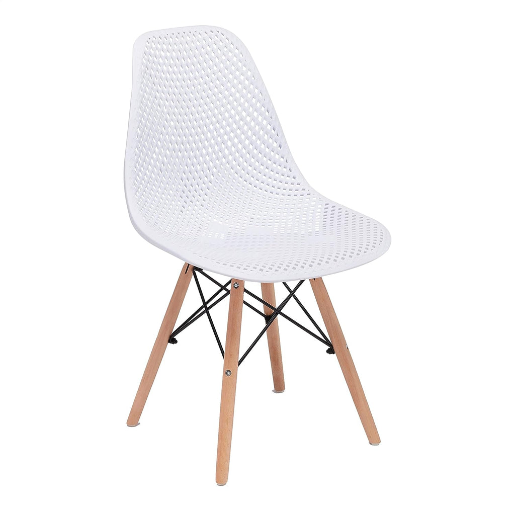 Beige Plastic Shell Chair with Beech Wood Legs U152850
