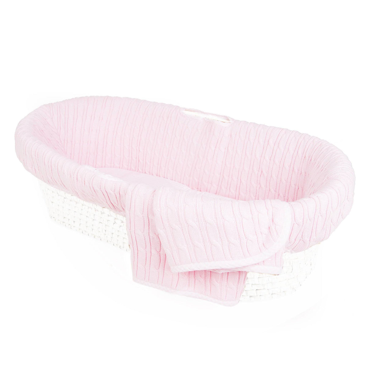 Pink Cable Knit Moses Basket Bedding E733296