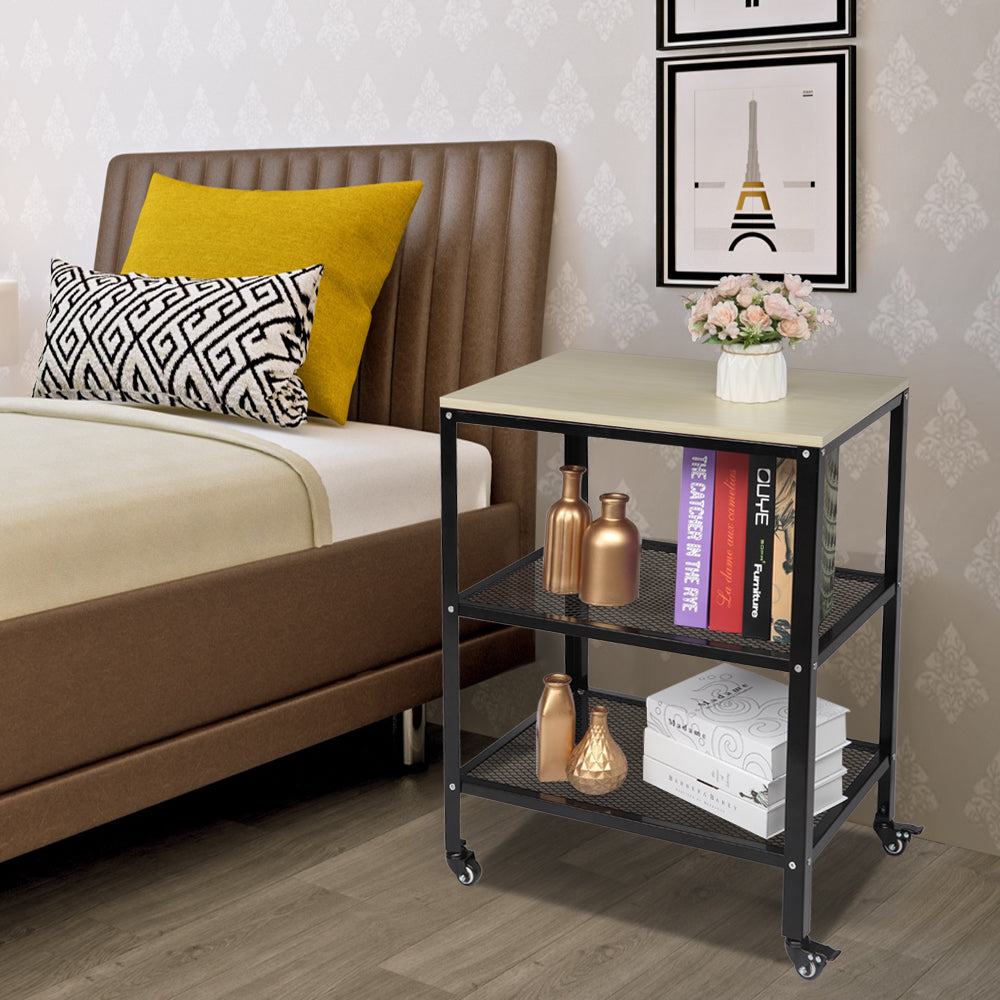 White 3-Tier Metal Rolling Kitchen Cart C836